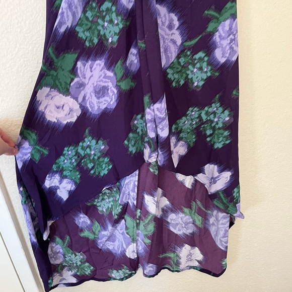 NWT A New Day Purple Floral Ruched Puff Sleeve High Low Midi Dress Women’s M - Picture 6 of 7